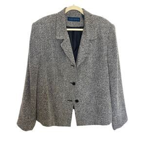 Karen Scott II Black & White Tweed Coat Blazer W/ Shoulder Pads 20 W
